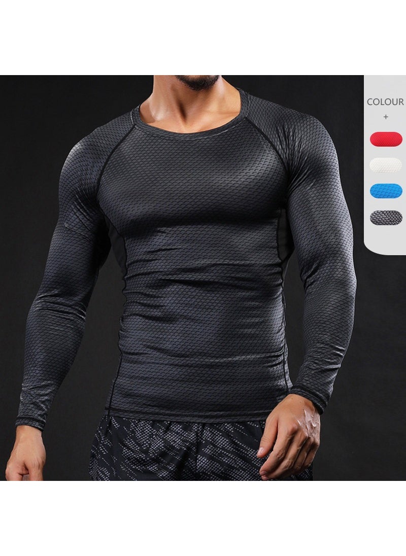 Generic - Mens PRO Training Sport Long Sleeve Quick-Dry Compression T-Shirt Red - Image 1