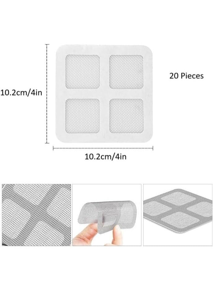 2 in 1 Screen Window Sticker and Shower Drain Cover Strong Adhesive Damage Repair Patches Anti-Insect Household Use (20 Pcs - 4x4 Inches) - Image 3