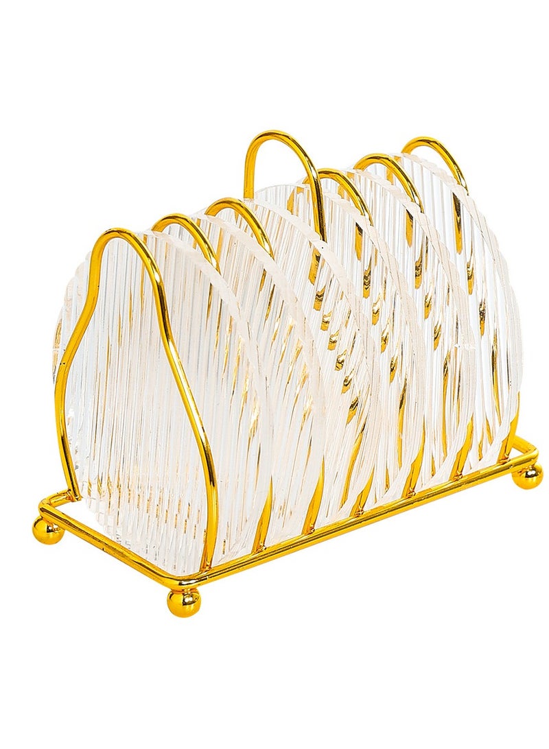 MIXDE A Set Of 6 Glass Dessert Plates With A Metal Stand, The Plate ClearnRound Size - Image 1