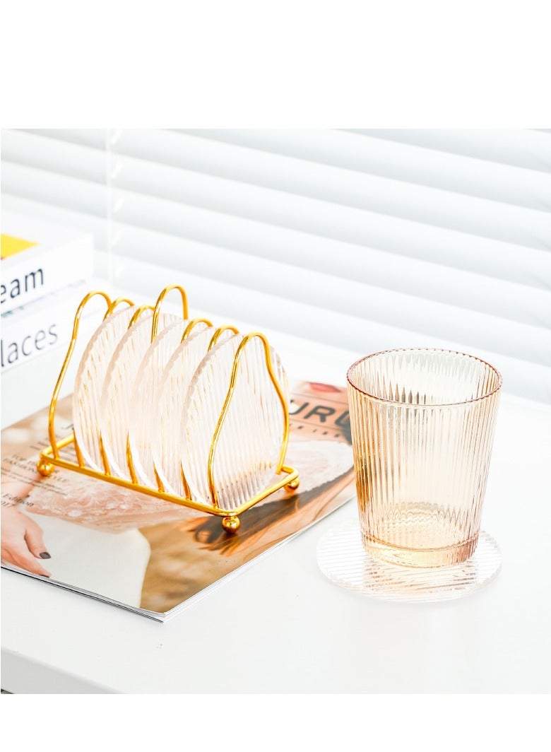 MIXDE A Set Of 6 Glass Dessert Plates With A Metal Stand, The Plate ClearnRound Size - Image 2