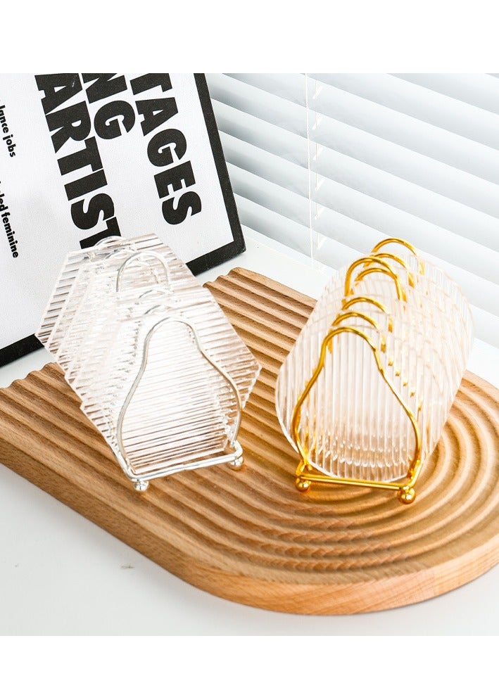 MIXDE A Set Of 6 Glass Dessert Plates With A Metal Stand, The Plate ClearnRound Size - Image 4