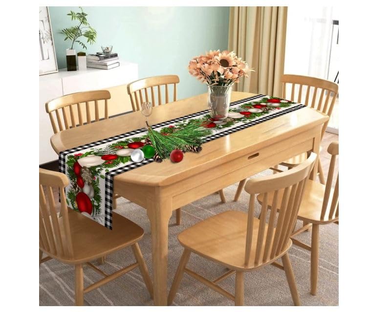 Moira Christmas Table Runners, 13.8 inch X 70.8 inch, Cotton Jute Material, Christmas Decoration, Machine Washable (Christmas Glitter Ball Ornaments) - Image 5