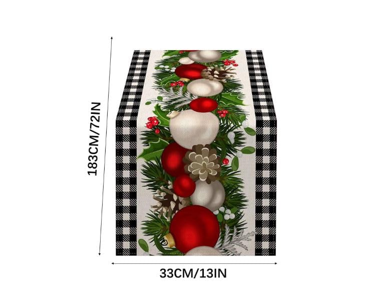 Moira Christmas Table Runners, 13.8 inch X 70.8 inch, Cotton Jute Material, Christmas Decoration, Machine Washable (Christmas Glitter Ball Ornaments) - Image 2