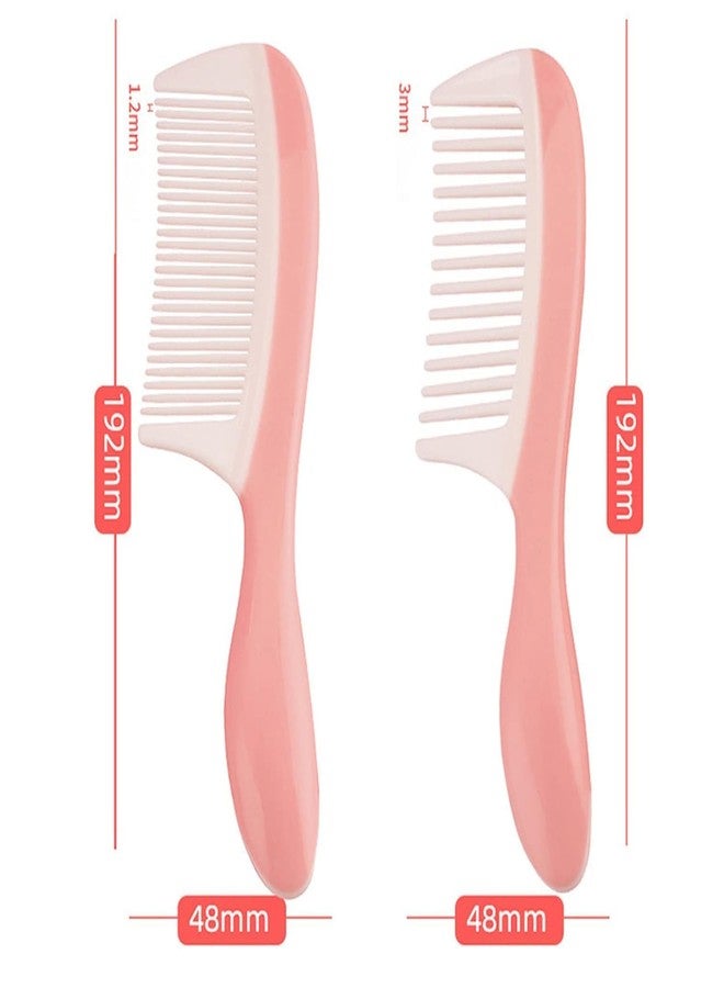Xpandio 2 Pcs Wide Tooth and Fine Tooth Detangling Hair Comb Hair Styling Comb Set, Anti Static Heat Resistant Comb for Women Curly Straight Long Hair, Pink & White Styling Comb Set - Image 3