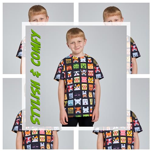 Minecraft Boys Crew Neck T-Shirts, Soft Breathable Material Pack of 2 Boys Gifts (Black/Multi, 9-10 Years) - Image 3