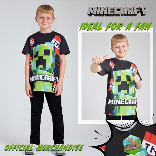 Minecraft Boys Crew Neck T-Shirts, Soft Breathable Material Pack of 2 Boys Gifts (Black/Multi, 9-10 Years) - Image 4