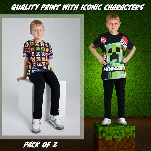 Minecraft Boys Crew Neck T-Shirts, Soft Breathable Material Pack of 2 Boys Gifts (Black/Multi, 9-10 Years) - Image 5