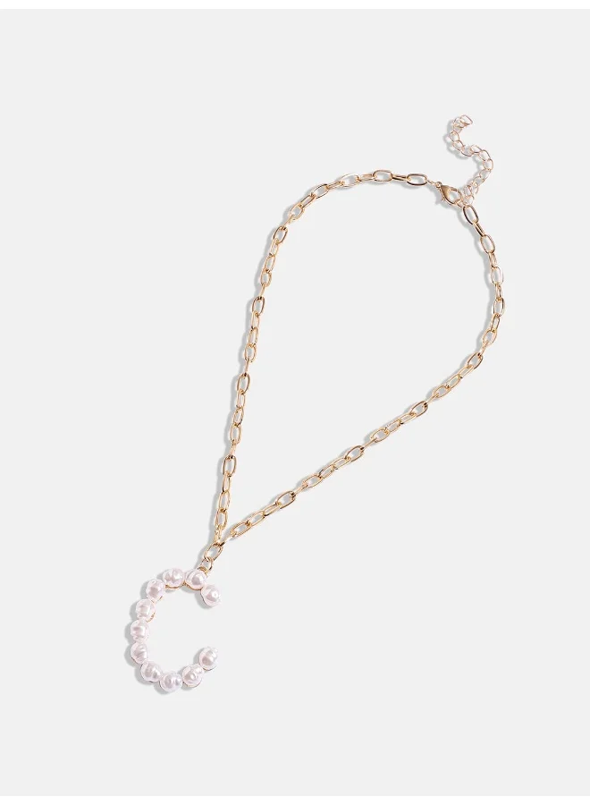 SOHI Pearl C Alphabet Artificial Necklace Jewellery