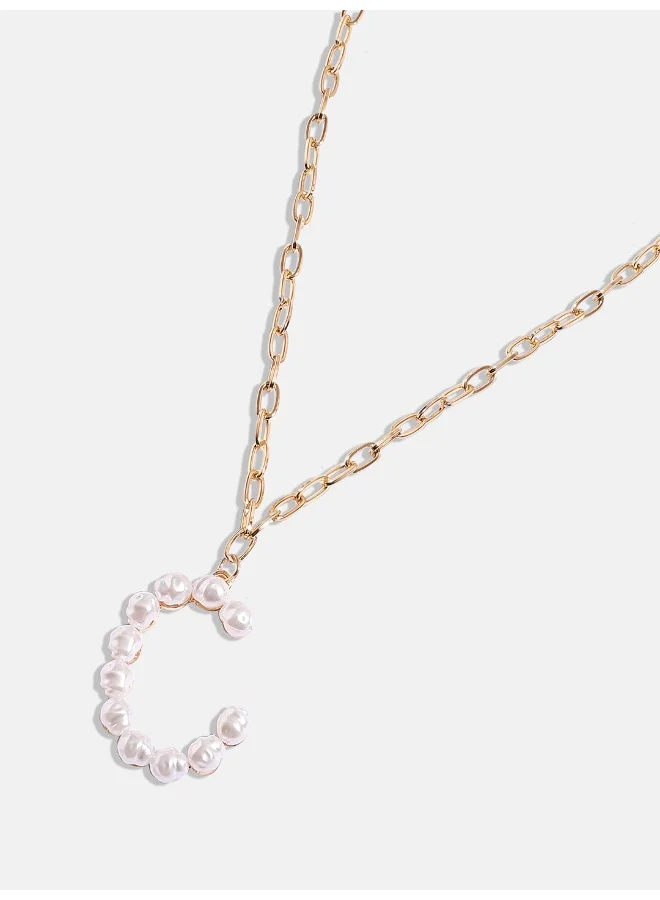 SOHI Pearl C Alphabet Artificial Necklace Jewellery