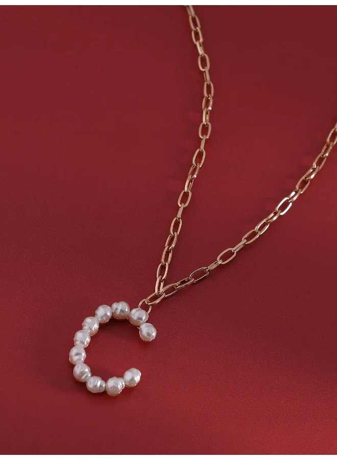 Sohi  Pearl C Alphabet Artificial Necklace Jewellery for Women | Best Price UAE