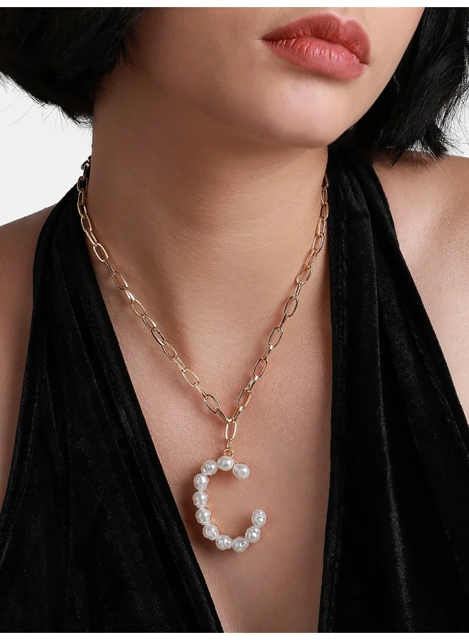 Sohi  Pearl C Alphabet Artificial Necklace Jewellery for Women | Best Price UAE