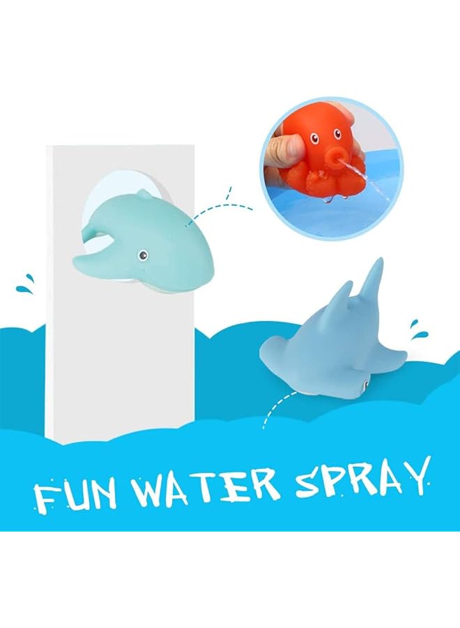 Mumoo Bear 7Pcs Baby Bath Toys Scoop Net Fish Pool Toys With Spray Sounds Color Changing Toddler Bathtub Toys - Image 5