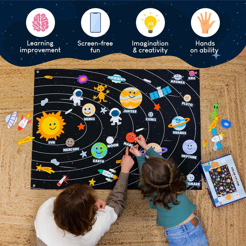 BONNYCO Solar System for Kids Toys with 61 Felt Figures. Space Montessori Toys, Girls Boys Birthday Gifts Planets. Felt Board for Toddlers Story, Educational Kids Gifts 3 4 5 6 7 8 Years, Christmas - Image 5