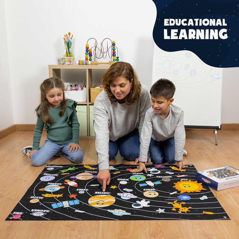 BONNYCO Solar System for Kids Toys with 61 Felt Figures. Space Montessori Toys, Girls Boys Birthday Gifts Planets. Felt Board for Toddlers Story, Educational Kids Gifts 3 4 5 6 7 8 Years, Christmas - Image 3