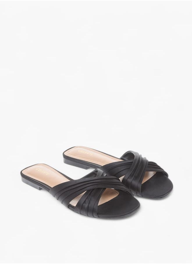 Celeste Womens Textured Cross Strap Slip-On Sandals  - Image 1