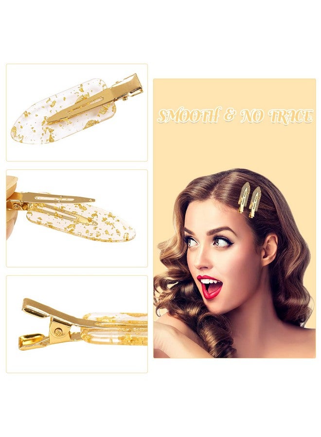 Jelyne No Bend Hair Clips, 12Pcs/6Cards Resin & Stainless Steel No Crease Hair Clips, Gold Glitter Bridesmaid Proposal Gift Hair Clip For Makeup Styling Hair Accessories Hair Setting Clips For Bangs - Image 3