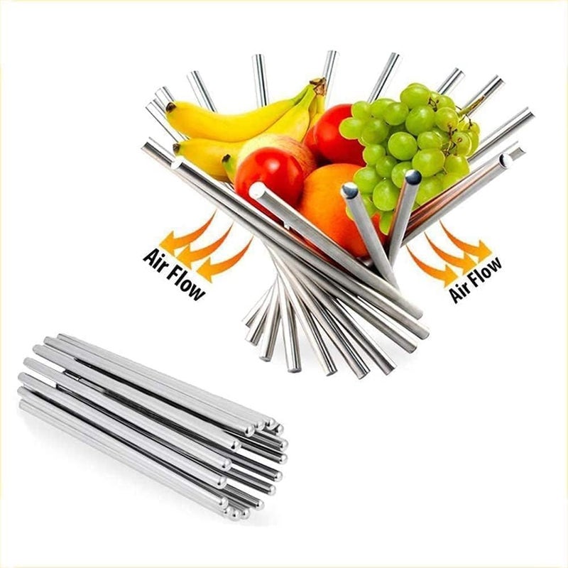 MORDEN MS وعاء فواكه لمطبخ الطاولة سلة فواكه كبيرة من الفولاذ المقاوم للصدأ حامل فواكه دوار لقطعة مركزية على الطاولة وعاء فواكه زخرفي حديث حامل فواكه تخزين منظم مبتكر للديكور المنزلي - Image 4