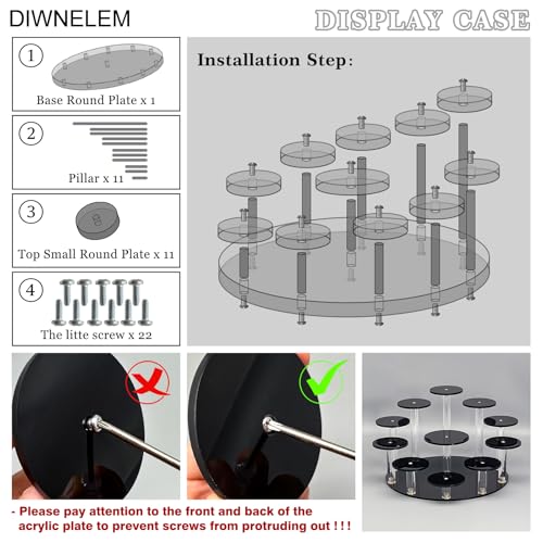 DIWNELEM Round Jewelry Stand Acrylic Display Riser Stands Dessert Tower Display Tower for Watch,Jewelry,Rings,Earrings,Mini Figurines,Cupcakes(Black,11Tier) - Image 3