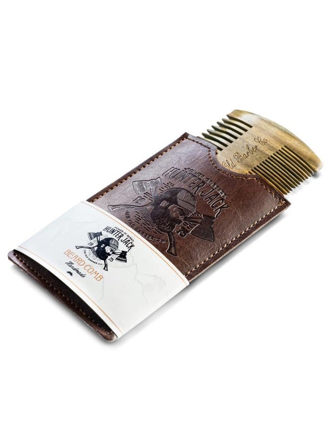 Hunter Jack Sandalwood Beard Comb for Men - Handmade Beard & Mustache Comb - Premium Wooden Comb - Mens Comb with Fine & Wide Tooth - Pocket Combs for Men - Wood Comb in PU Leather Case by Hunter Jack - Image 2