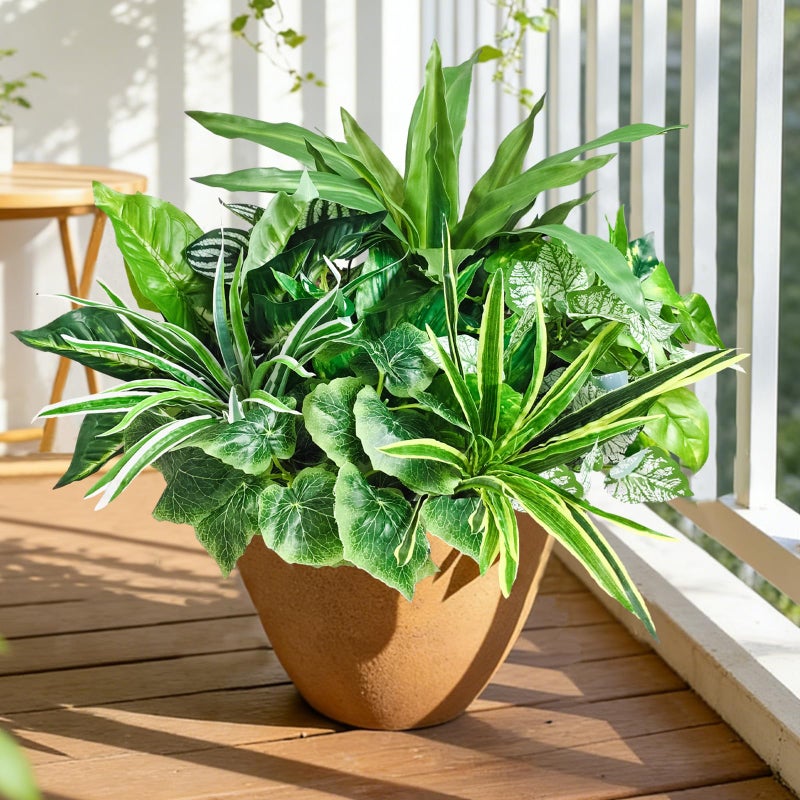 Cherica Artificial Plants for Outdoors Faux Greenery Leaves UV Resistant Realistic Plastic Large Bunches Shrubs Bushes with Stems, Fake Plants Decor Outdoor for Front Porch Door Patio Garden Yard, 9Pcs - Image 4