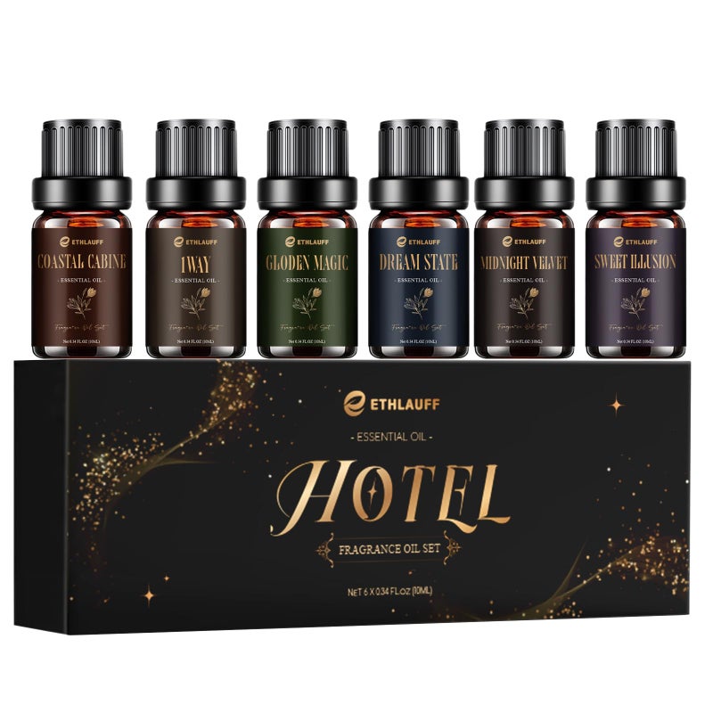 Ethlauff Hotel Diffuser Oils, Hotel Collection Diffuser Oil, Luxury Essential Oil for Diffuser, Soap & Candle Making Scents - 1 Way, Dream State, Coastal Cabine, Gloden Magic - Image 1