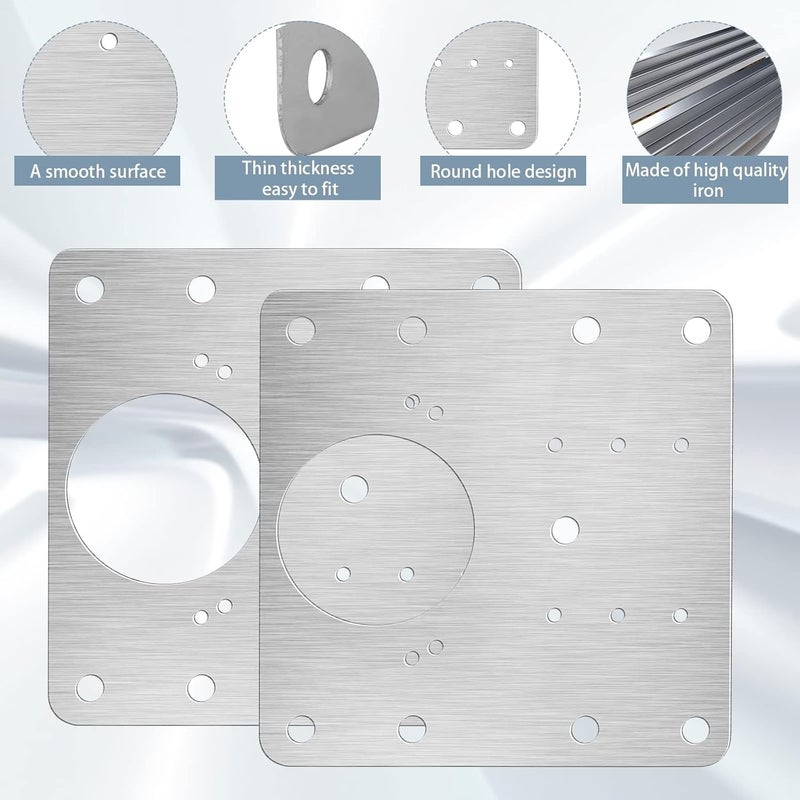 Suntown 10Pcs Cabinet Hinge Repair Plate, Stainless Steel Hinge Fixing Plate Bracket Kit, Cupboard Door Hinge Repair Mounting Plates with Holes for Cabinet Furniture Drawer Windows - Image 4