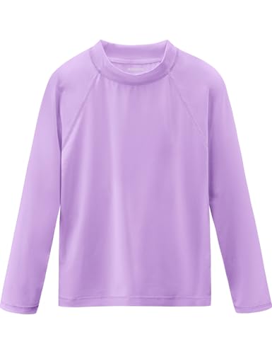 Smarash Girls Swim Shirt Long Sleeve Rash Guard Swimwear UV Rashguard for Kids YouthSun Water Fishing Swimming SPF Shirt Light Purple Light Purple Size 12-14 - Image 1