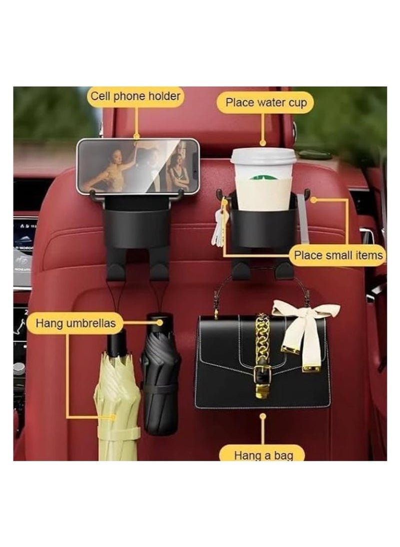 Beauenty Car Hook and Backseat Cup Holder 2 Pack Multi-functional Hook for Car Seat Back Universal Car Headrest Hook Seat Cup Cup Holder with Hooks for Car - Image 4