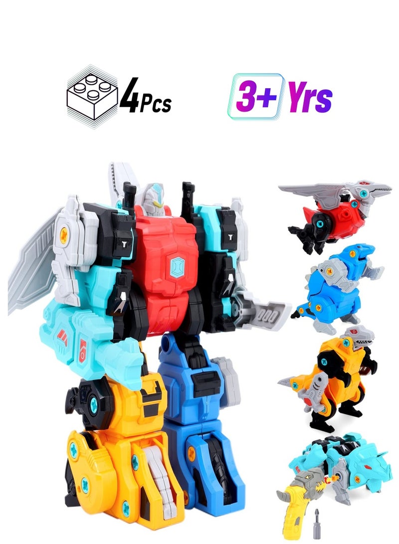 Dinosaur Toys For Kids 3-5, Stem Transformer Toys 4 In 1 Take Apart Robot Toys With Electric Drill, Building Toys for boys 4-6 5 Year Old Boy Birthday Gift Ideas 6 Year Gifts - Image 1