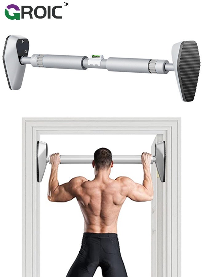 GROIC Count Pull Up Bar, No-Drill Secure Adjustable Doorway Chin Up Bar 70-100cm, Heavy-Duty Home Gym Bar with Auto Rep Counter and Level Gauge,  Pull-Up Bar for Upper Body Workout, Exercise Hanging Bar - Image 1
