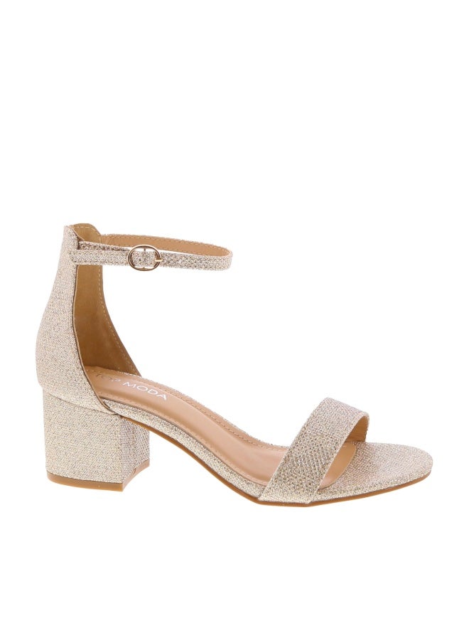 TOP Moda Darcie-1 Ankle Strap Dressy High Heel Sandal, Non-slip Sole, For Wedding, Party, Prom, Evening Wear, or Any Occasion, Sleek Style Block Heel Sandals, Champagne Glitter, 8.5 - Image 1