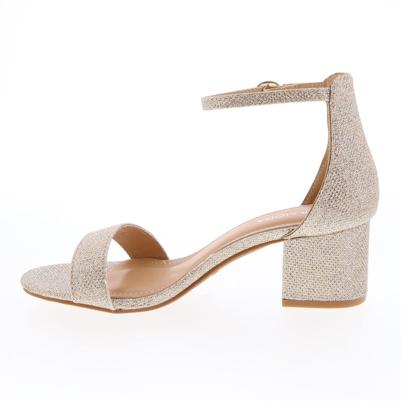 TOP Moda Darcie-1 Ankle Strap Dressy High Heel Sandal, Non-slip Sole, For Wedding, Party, Prom, Evening Wear, or Any Occasion, Sleek Style Block Heel Sandals, Champagne Glitter, 8.5 - Image 3