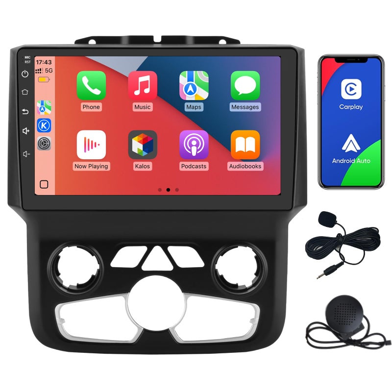 Junsun 5G WiFi Car Stereo for Dodge Ram 1500 2500 3500 2013-2019, Wireless CarPlay/Android Auto,9" HD IPS Display Support Cargo Rearview GPS DSP RDS BT AM/FM Auto AC 2GB+32GB ROM - Image 1