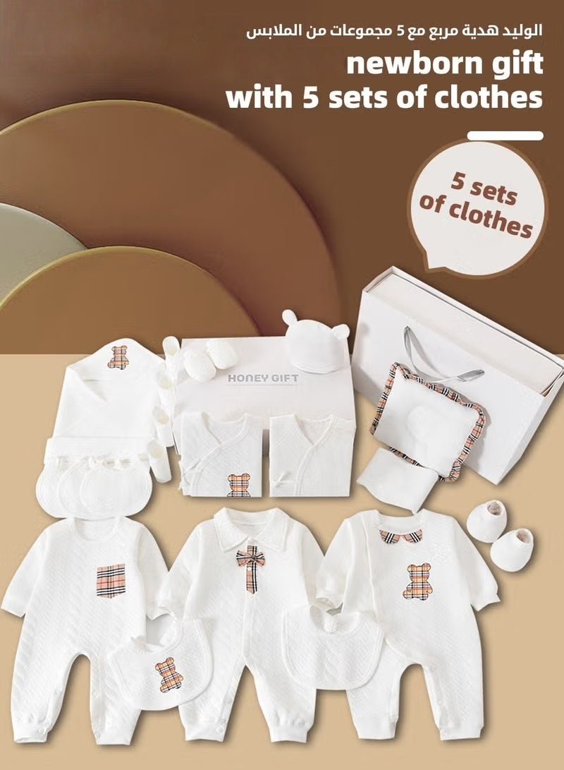 HOOKOR 23PCS Newborn Baby Gifts Set, Newborn Layette Gift Set, Baby Clothes Accessories Set for Boys and Girls, Premium Cotton, Perfect Gift Box with Beautifully Suitcase for Spring Summer Autumn Winter - Image 3