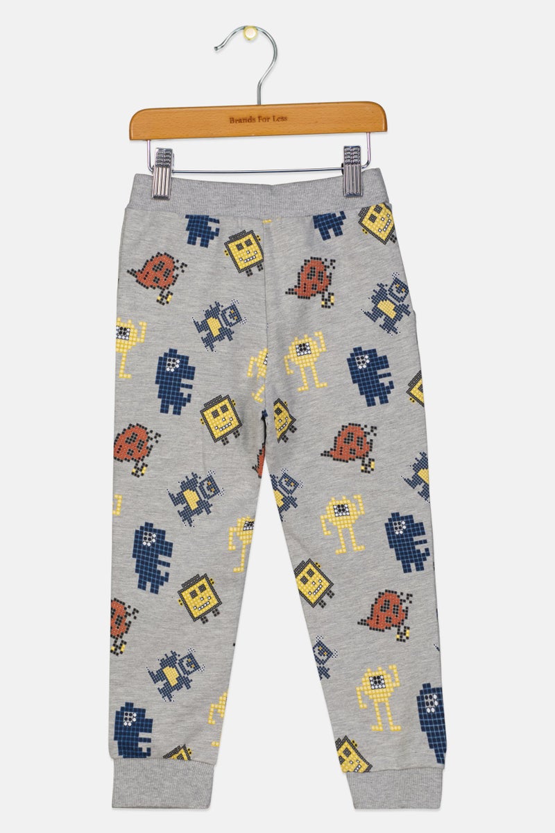 NAME IT Toddlers Boy Graphic Print Jogger Pants, Grey - Image 2