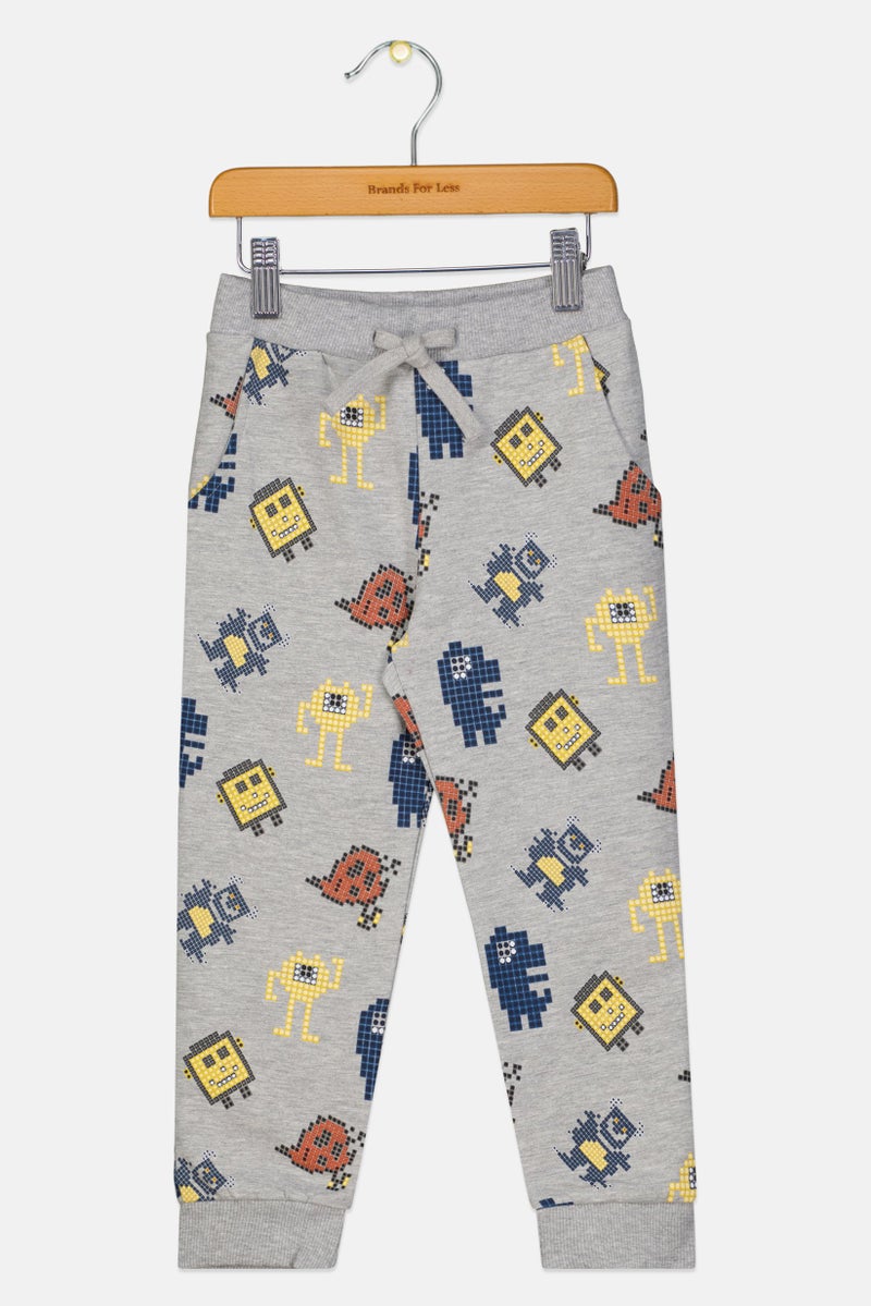 NAME IT Toddlers Boy Graphic Print Jogger Pants, Grey - Image 1
