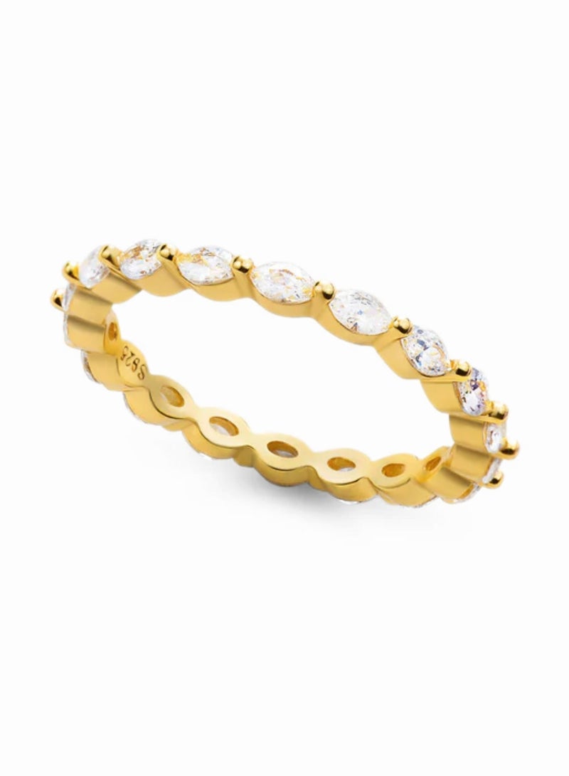 LAVEEN JEWELLERY Band Ring for Women | Tarnish Free 18K Gold or Rhodium Plated Ring | 5A Cubic Zirconia | Side Marquise Stone | Eternity Band, Trendy Stackable Ring for Women Gold Jewelry - Image 4