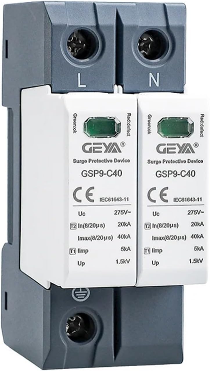 GEYA Surge Protector 20KA-40KA SPD Home Surge Protector DIN Rail (2P,AC275V) - Image 1
