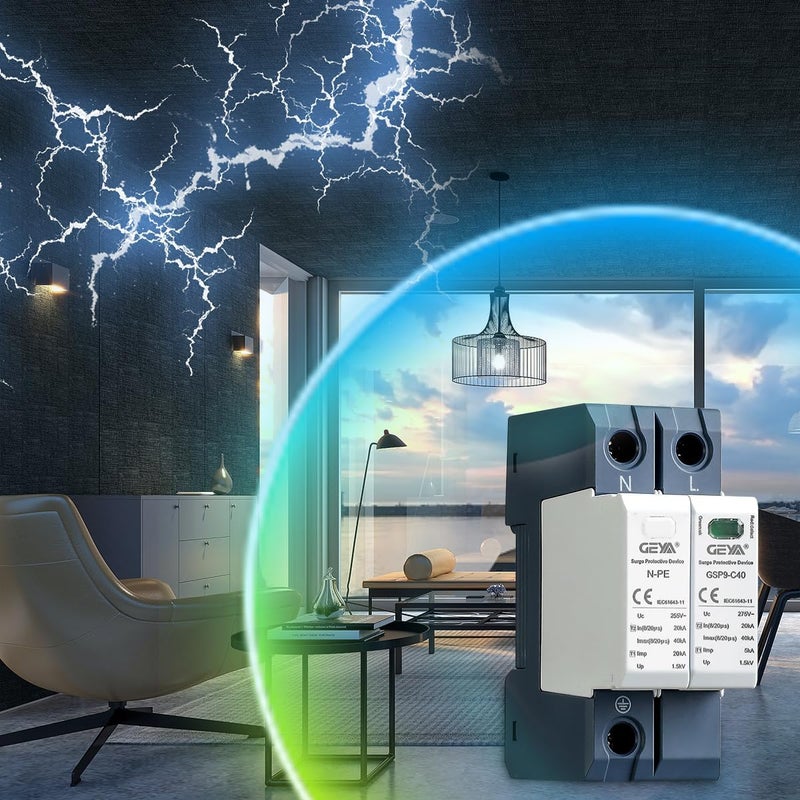 GEYA Surge Protector 20KA-40KA SPD Home Surge Protector DIN Rail (2P,AC275V) - Image 3