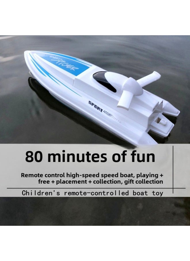# Remote Control Boat High Speed Boat Water Yacht Electric Boat Model Can Be Launched Wireless Children Boys Play King-Color:Blue Regular Version✈-Specifications:Long Battery Life And Playability ✈  - Image 2