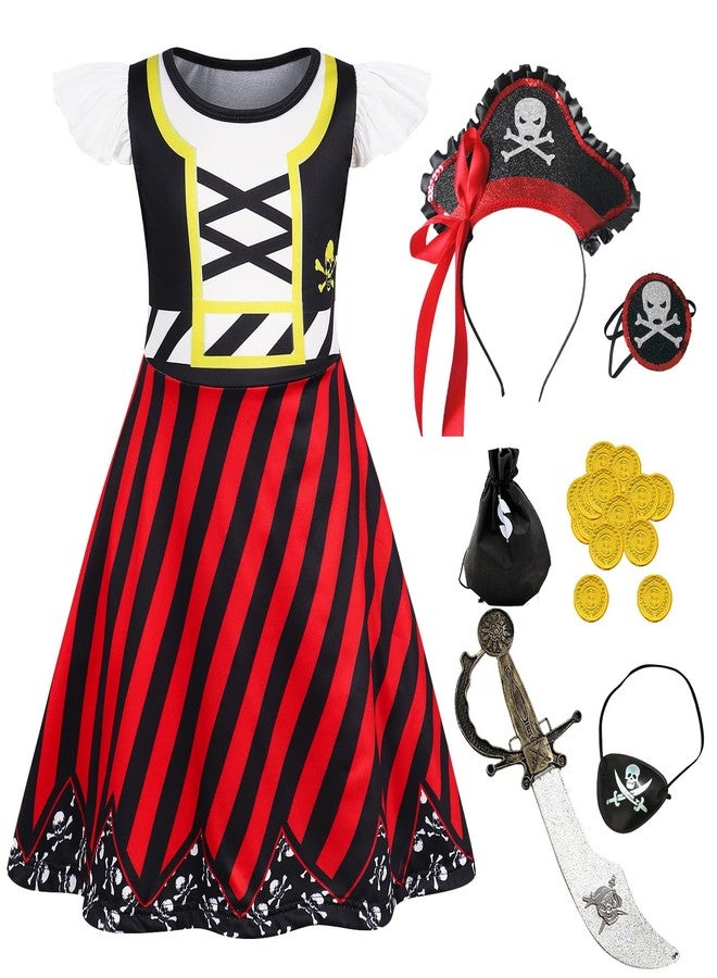 Eledobby Girls Pirate Costume Kids Halloween Costumes Princess Pirate Dress Up Cosplay Outfits Christmas Birthday Gift 7-8Years - Image 1