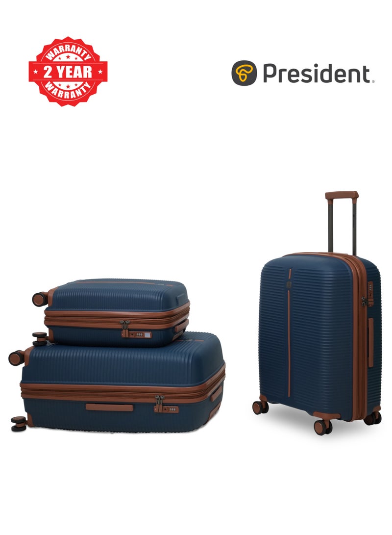 President PP  3-piece luggage set High-quality Travel bag ( S,M,L) spinner wheels, Model -97980 ( NAVY ) - Image 1