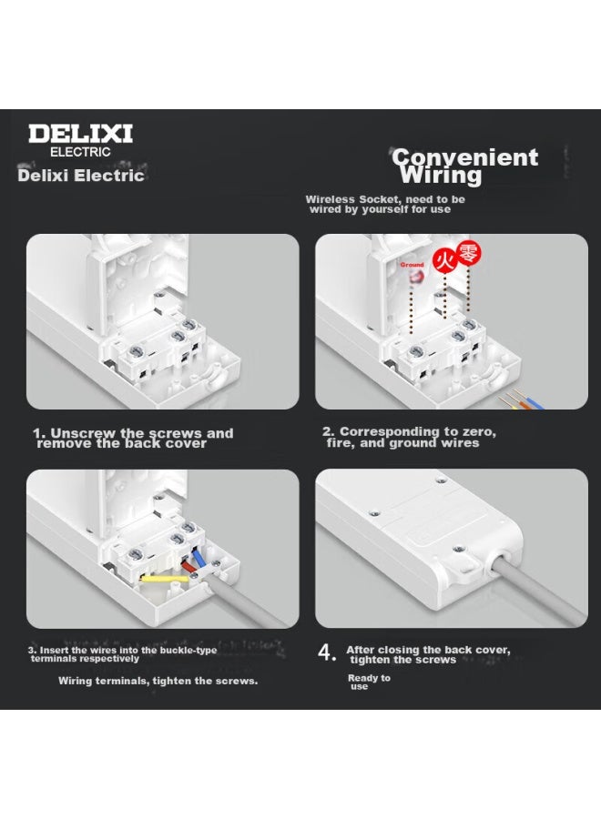 Delixi New National Standard Socket/power Strip/extension Cord, 5-outlet Wireless Power Strip Without Cord, Cd98j-hk2x3zw - Image 5