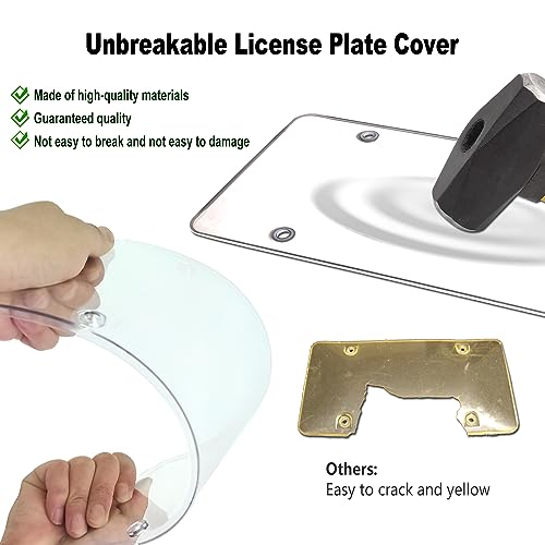 FBJTDQ License Plate Cover Frame Combo- Carbon Fiber License Plate Frame and Flat Clear Cover, Novelty Unbreakable Car Tag Protector for US Plate, with Rust Resistant Screws Caps, Rattle Proof Pads - Image 3