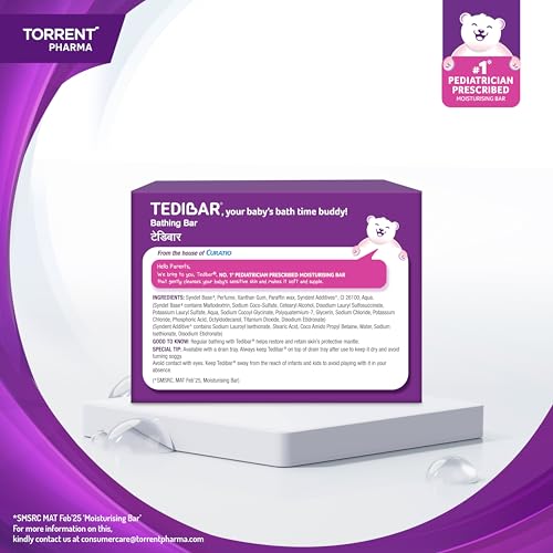 Tedibar Moisturising Baby Bathing Bar Each (100gx2) with Skin Friendly PH|100% Soap Free | Dermatologically Tested x Pack of 4 - Image 4