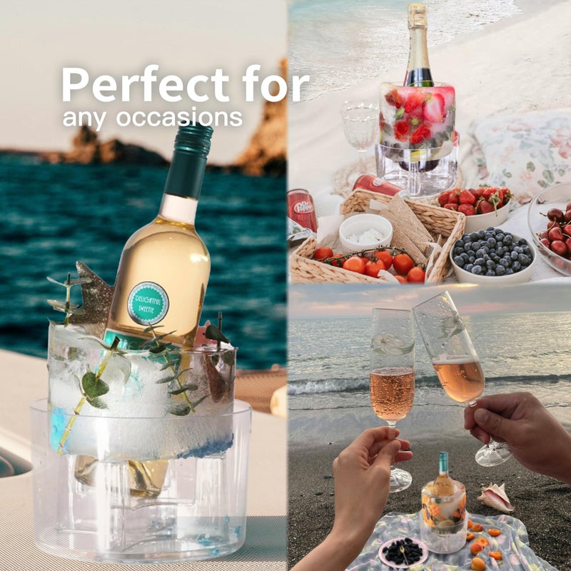 DamonLight Ice Molds, Ice Bucket, Ice Mold Wine Bottle Chiller, DIY Champagne Cocktails Clear Bucket Freezer Chiller, Any Floral or Fruits Decoration for Party, Wedding and Celebration, Beautiful with Creative - Image 5