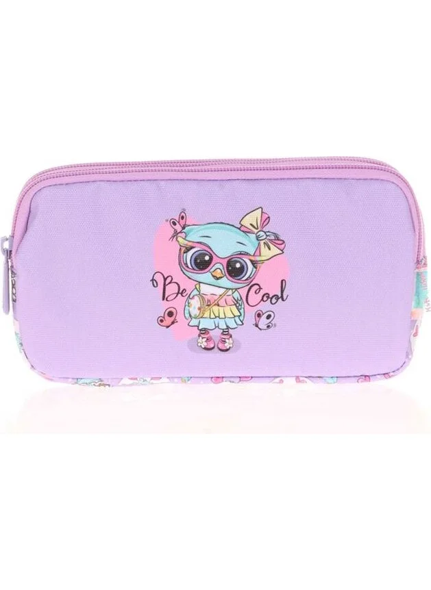 KAUKKO Kids&love 3 Compartment Sequin - Patent Leather Owl Pencil Bag L8101