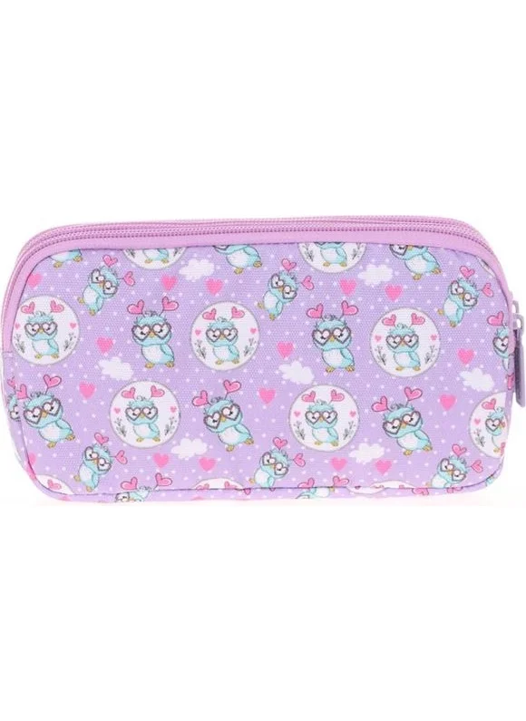 KAUKKO Kids&love 3 Compartment Sequin - Patent Leather Owl Pencil Bag L8101