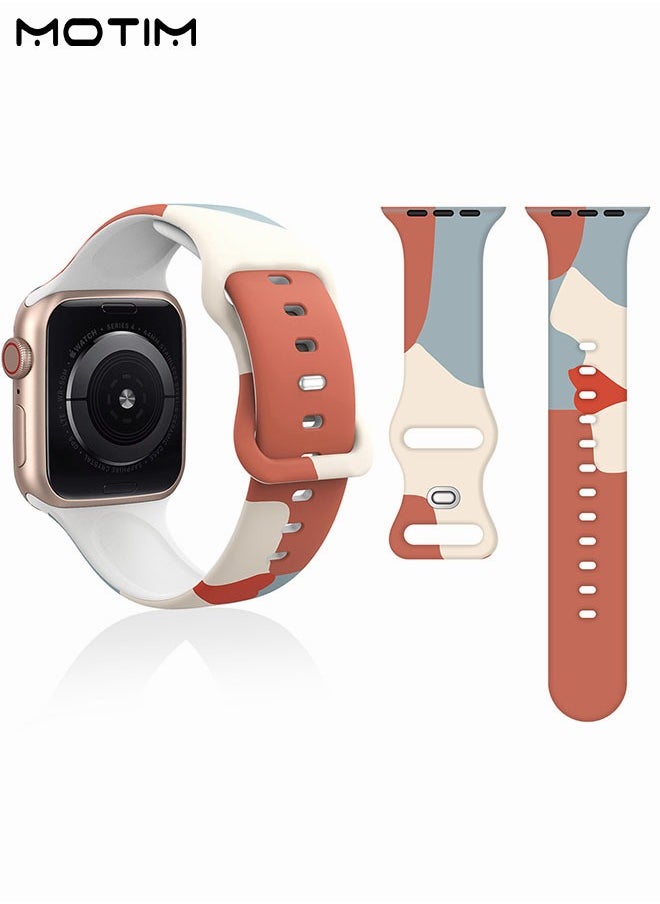 Motim - Morandi Color Sport Bands Compatible with Apple Watch Band 42mm 44mm 45mm 49mm for Women/Men Waterproof Soft Silicone Replacement Strap Accessories for iWatch Ultra SE Series 8/7/6/5/4/3/2/1 - Image 1