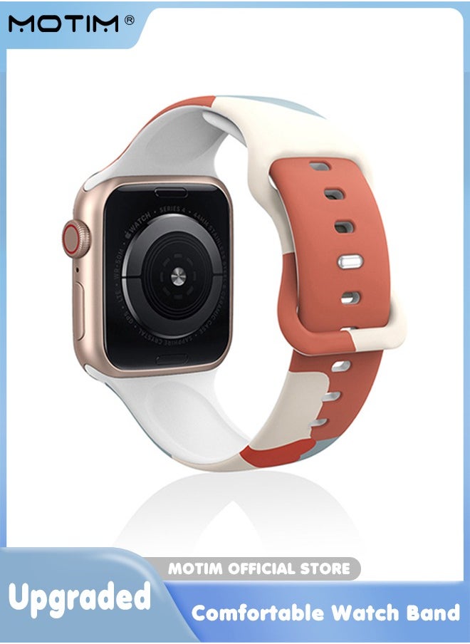 Motim - Morandi Color Sport Bands Compatible with Apple Watch Band 42mm 44mm 45mm 49mm for Women/Men Waterproof Soft Silicone Replacement Strap Accessories for iWatch Ultra SE Series 8/7/6/5/4/3/2/1 - Image 1